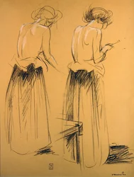 Two studies of women seen from behind
