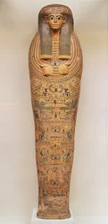 Egyptian coffin of an unnamed person decorated with ritual scenes, c. 1050 BC