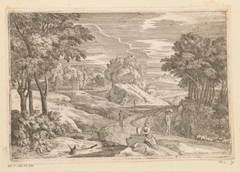 Arcadian Landscape with a Woman Sitting by a Vase and Other Figures