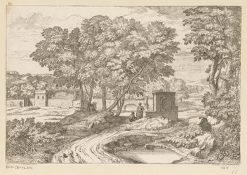 Arcadian Landscape with Two Women by a Fountain (Suite de Paysages)