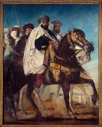 Ali Ben Ahmed, last khalifa of Constantine and head of the Harakta tribe, followed by his escort before Constantine, 1845. Dimensions: 3.25 x 2.6 m