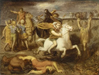 Scene from the Gallic Wars: The Gaul Littavicus, Betraying the Roman Cause, Flees