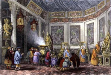 Propitiatory Offerings for Departed Relatives, engraved by E. Challis