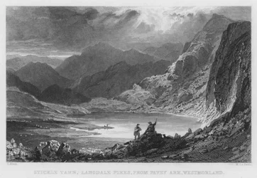Stickle Tarn, Langdale Pikes, from Pavey Ark, Westmorland