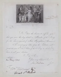 Letter of confirmation of election to membership of the Society for the Encouragement of Arts, Manufacturies and Commerce