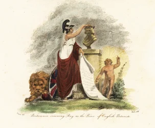 Britannia Crowning John Ray as the Prince of English Botanists (engraving)