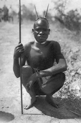 A boy with horns, Abercorn to Tukuyu, Tanganyika