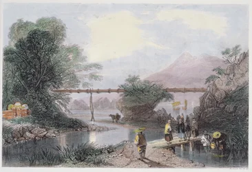 Bamboo Aqueduct at Hong Kong, engraved by Henry Adlard, from 