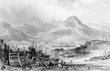 Hong-Kong from Kow-loon, engraved by Samuel Fisher
