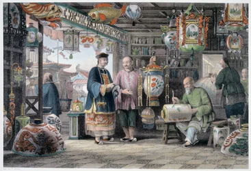 Showroom of a Lantern Merchant in Peking, China, 1843