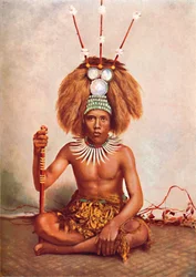 A Samoan chief in full ceremonial costume