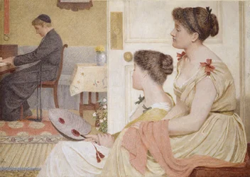 Drawing Room Scene with a Young Priest at the Piano
