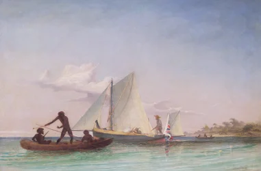The Long Boat of the Messenger attacked by Natives