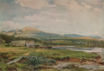 River Scene with Cottages
