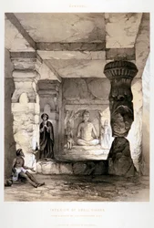 Kannari, Interior of a Small Vihara, India