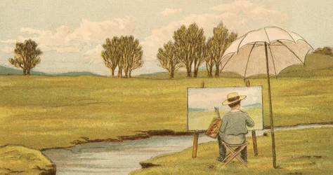 Home Life: Child Painting on the Estate Grounds
