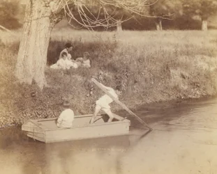 Two Boys Playing at the Creek