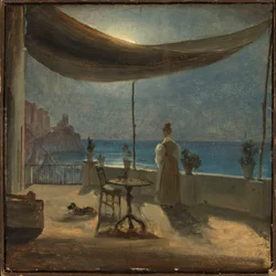 A Terrace in Amalfi in Moonlight
