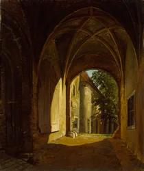 A vaulted hall in Scharfenberg Castle near Dresden