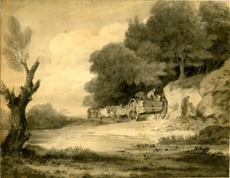 Figures with Cart at Roadside