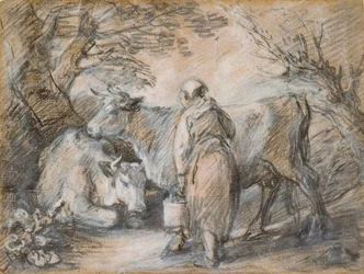 Milkmaid with Two Cows