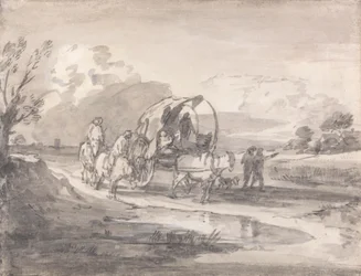 Open Landscape with Horsemen and Covered Cart