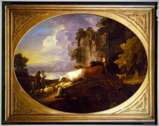 River Landscape with Rustic Lovers