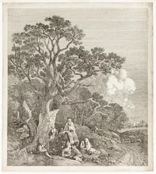 Wooded Landscape with Gypsies Gathered Round a Fire