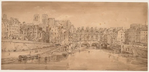 A Selection of Twenty of the Most Picturesque Views in Paris: View of Pont St. Michel, taken from Pont Neuf
