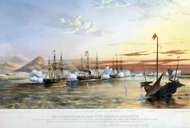 The naval attack against the Taiping rebels, in Nanjing