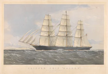 Clipper Ship Kaisow Outward Bound, January 1869
