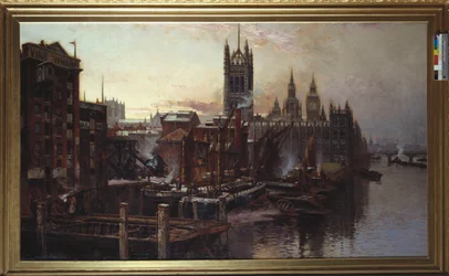 A View of the Houses of Parliament from the River Thames, London
