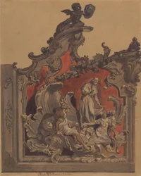 School of San Rocco, Venice: Study for curved decoration
