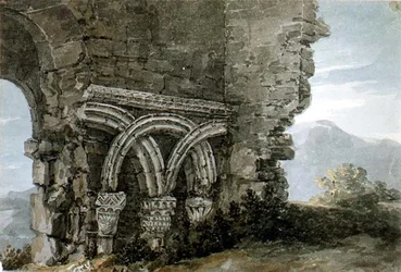 No.3204 Saxon Capitals in the Walls of the Church of the Hospice of St. James, Dunwich, Suffolk