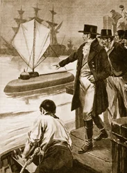 Robert Fulton in France showing his submarine 