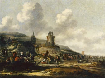 A View of Scheveningen with Fishermen Selling Their Catch