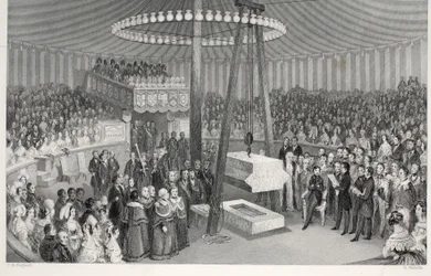 Laying the first stone of the New Royal Exchange, from 