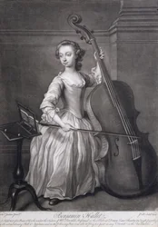 Portrait of Benjamin Hallet Playing the Violincello, Engraved by James McArdell, c.1749