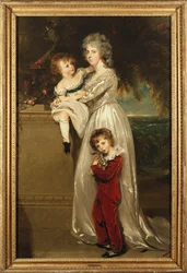 Portrait of Mrs. Annesley Standing Full Length, in a White Dress with Her Two Children