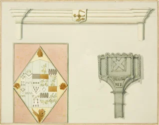 Chimneypiece, stained glass and snow box at 35 High Street
