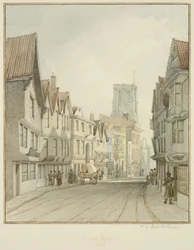 Temple Street, showing the tower of Temple Church