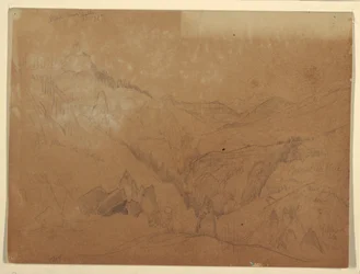 Drawing, Yellowstone, Above Tower Falls, 1871