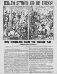 Horatio Seymour and his friends! : How democrats treat the colored man! : Remember this: that the bloody, and treasonable, and revolutionary doctrine of public necessity can be proclaimed by a mob