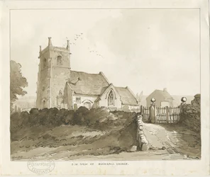 Bucknall Church: Sepia Drawing