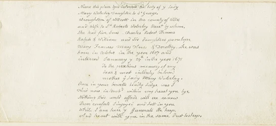 Colwich - Wolseley Monument inscription: pen, nd [1839]