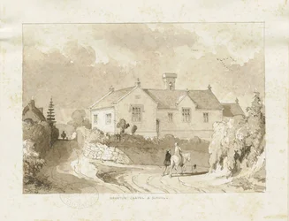 Croxden - Chapel and School: Sepia Wash Drawing