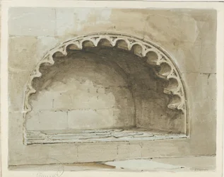 Penkridge Church - Monument in South Wall: water colour painting, nd [1817-1845]