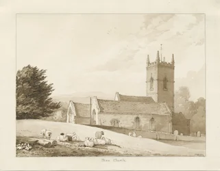 Penn Church: sepia drawing