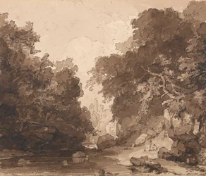 Roslyn Castle - a wooded river landscape
