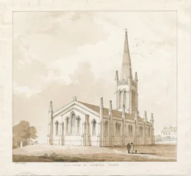 Tunstall Church (pen and wash drawing, 1838)